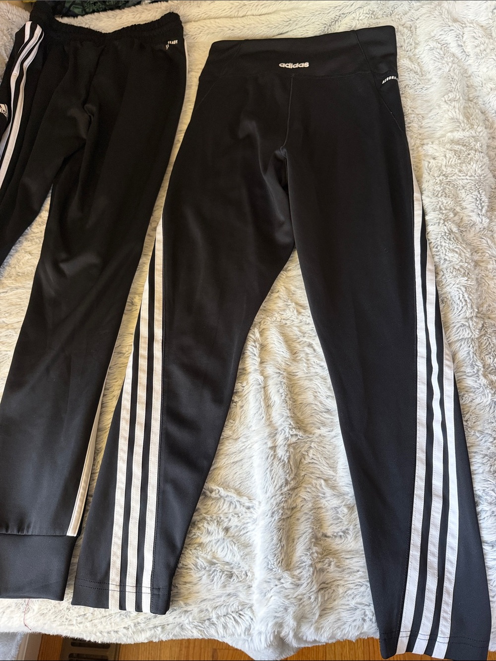 adidas Black Track Pants with White 3-Stripes, Like new, 2 for $35. S/M